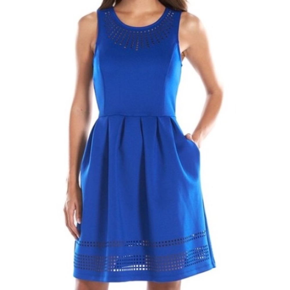 Apt 9 Cobalt Blue Fit and Flare Scuba Dress L